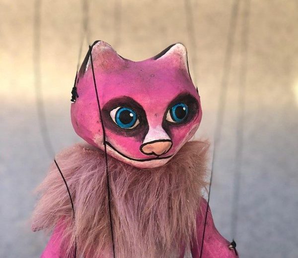 Pink cat puppet