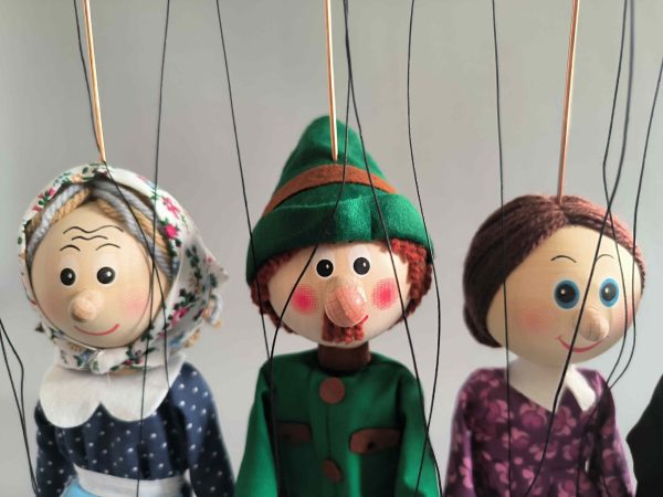 5 puppets - Little Red Riding Hood wooden Czech puppet