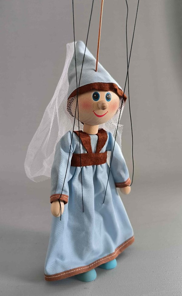 Medieval princess small wooden Czech puppet