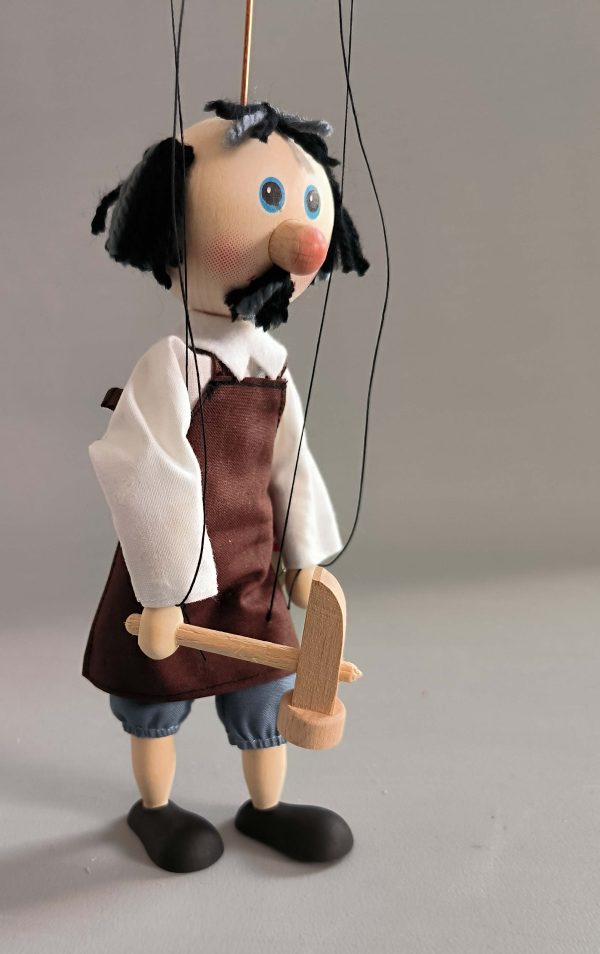 Shoemaker small wooden Czech puppet