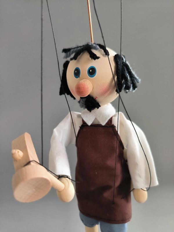 Shoemaker small wooden Czech puppet