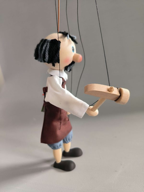 Shoemaker small wooden Czech puppet
