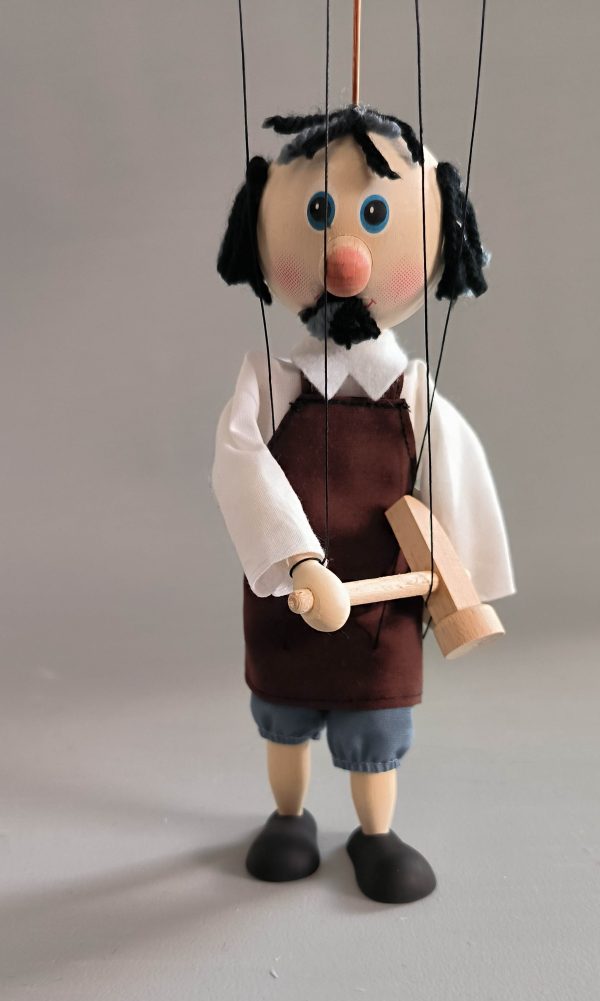 Shoemaker small wooden Czech puppet