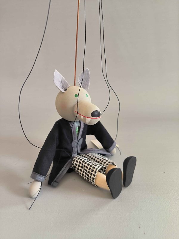 Wolf small wooden Czech puppet