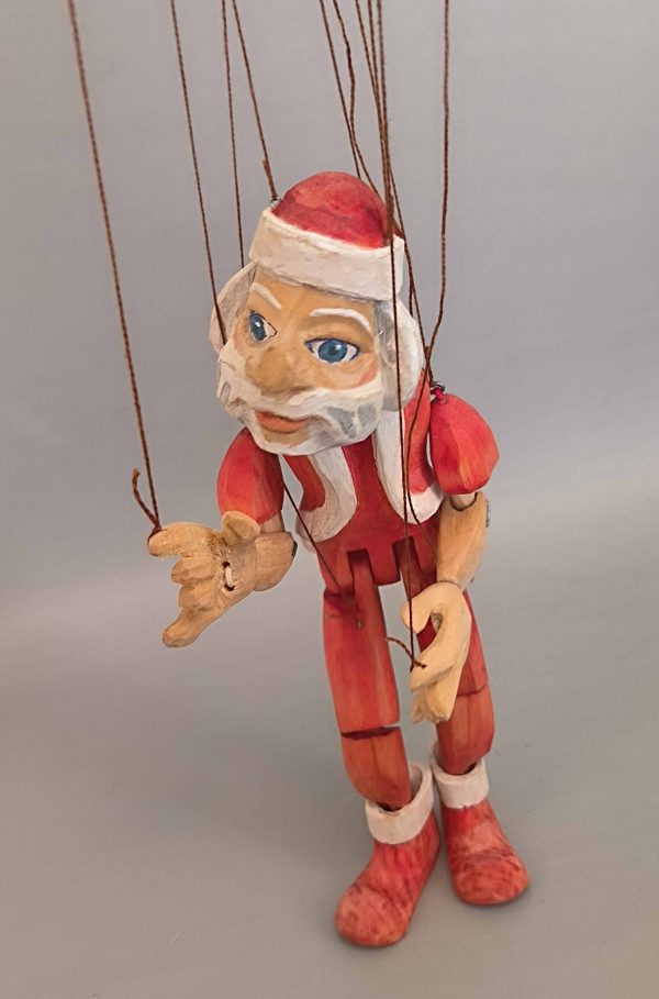 Santa Claus wooden puppet for sale original carved Czech marionettes