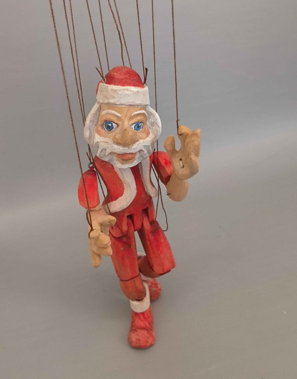 Santa Claus wooden puppet for sale original carved Czech marionettes
