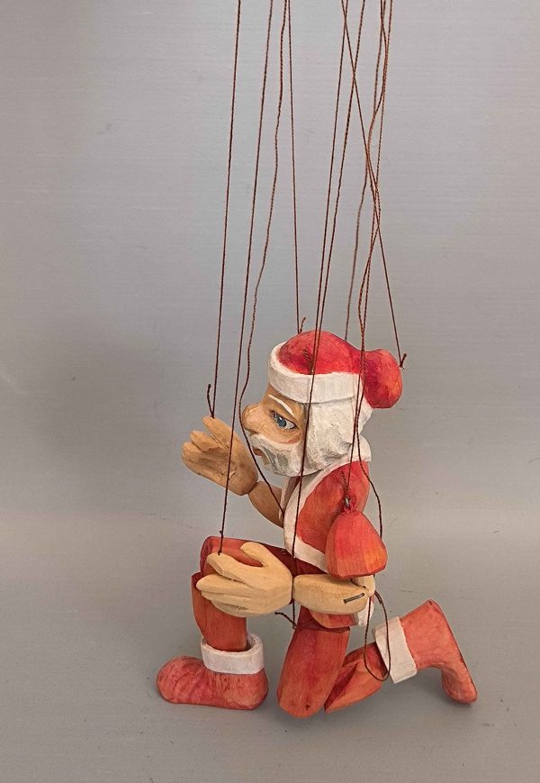 Santa Claus wooden puppet for sale original carved Czech marionettes