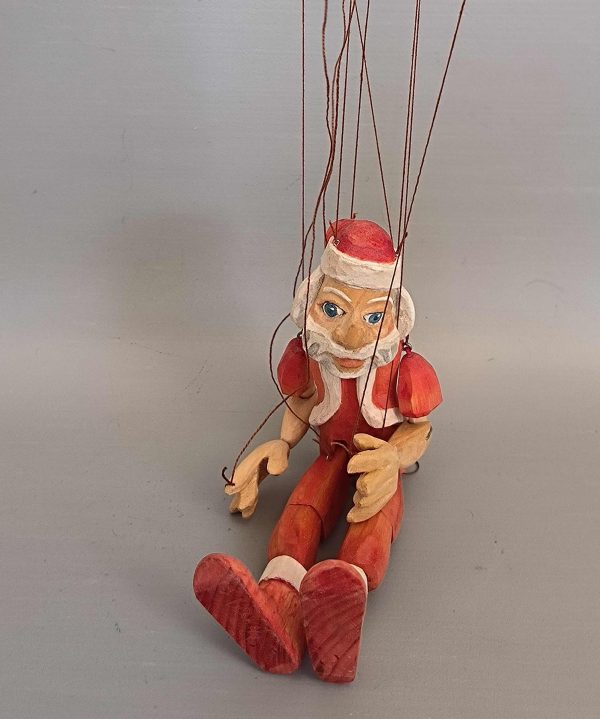 Santa Claus wooden puppet for sale original carved Czech marionettes