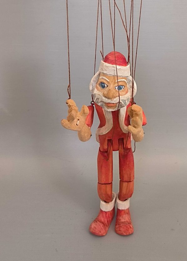 Santa Claus wooden puppet for sale original carved Czech marionettes